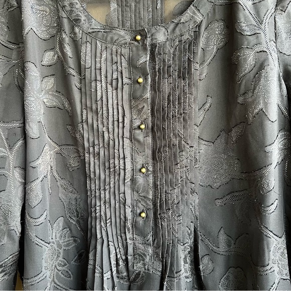 Daniel Rainn Black Floral Sheer Long Sleeve Blouse - Size Small - Picture 5 of 5